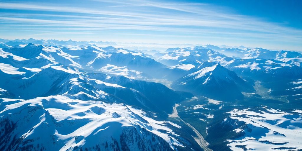 Vue aérienne des Alpes Suisses en hiver.