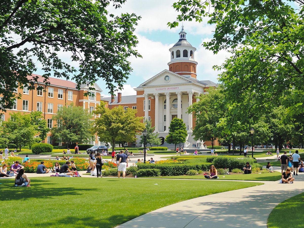 Students at the University of Illinois enjoying campus life.