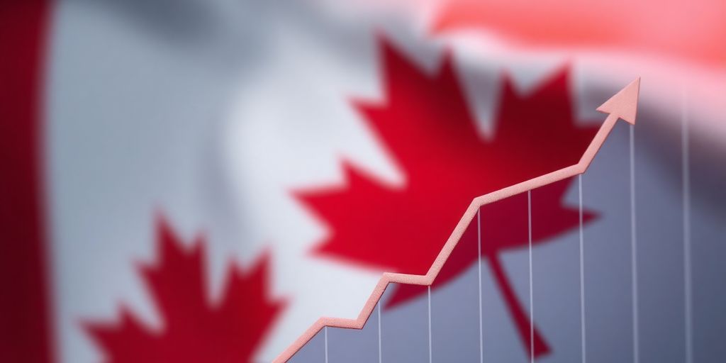 Financial growth chart with Canadian flag.