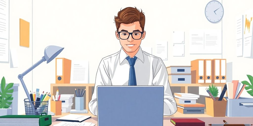 Professional accountant at desk, illustrative