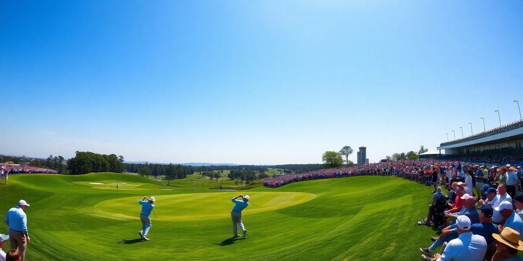 Golfers in action at a PGA Tour event.
