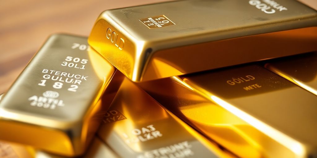 Barres d'or et d'argent sur une surface en bois.