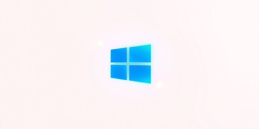 Fenêtre Windows épurée avec des éléments flottants lumineux.