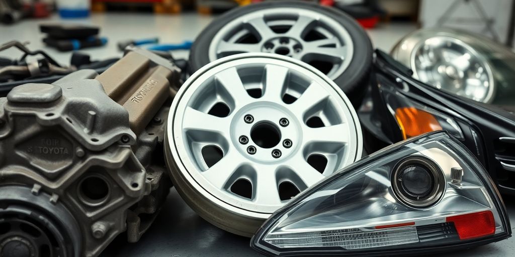 Toyota car parts in a workshop