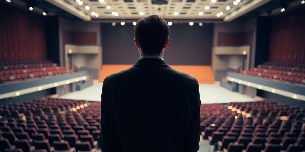 Venue manager overlooking event setup.