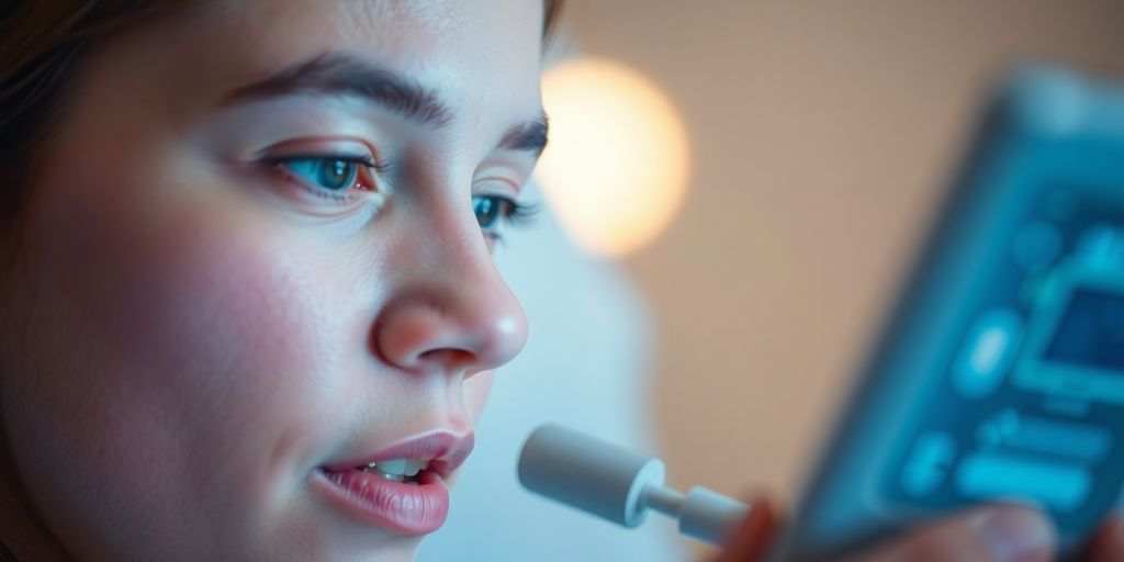 Patient interacting with AI.