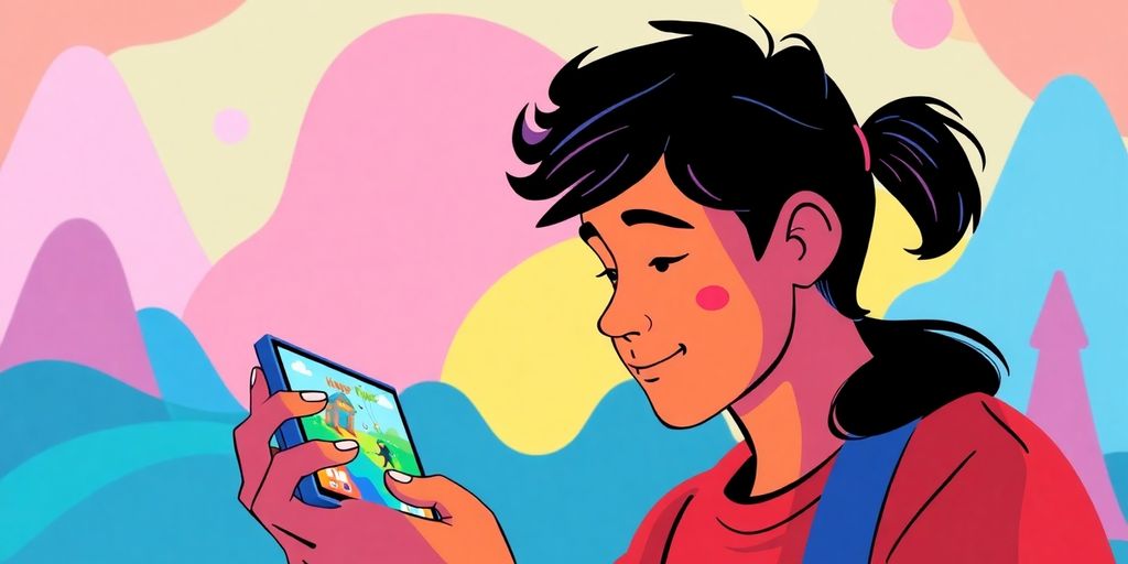 Joyful gamer playing Google games offline.