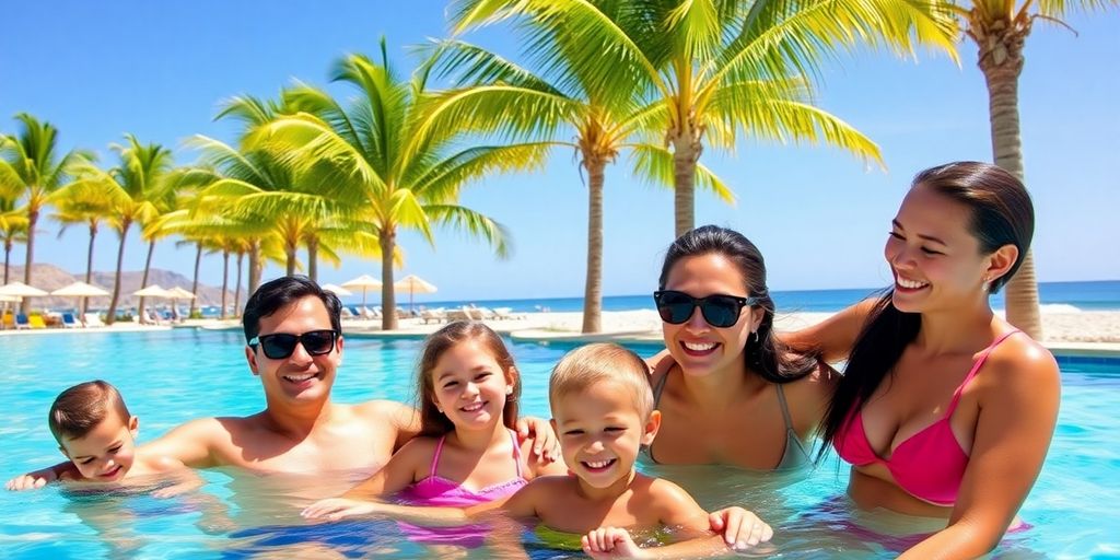 Family having fun at Royal Solaris Los Cabos resort.