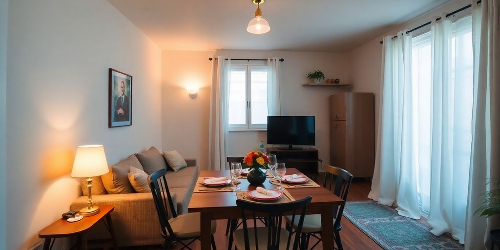 Warm interior of a welcoming Airbnb rental.