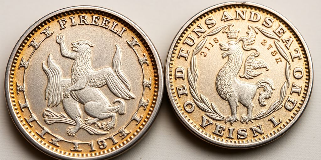 Deux pièces de monnaie suisses anciennes en argent, Vreneli.