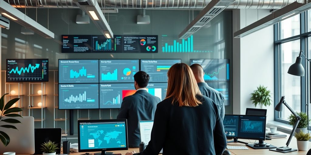 Profissionais de marketing digital colaborando