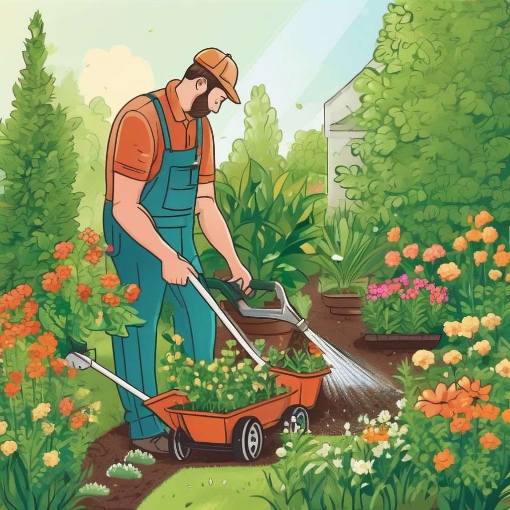 gardener fertilizing plants in a garden, avoiding common mistakes