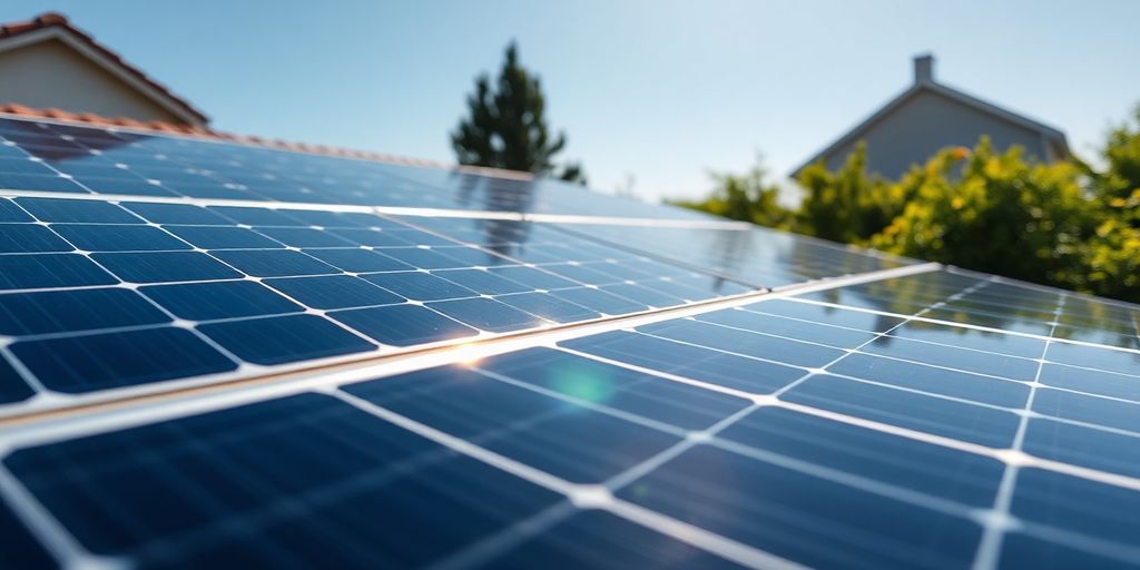 Panneaux solaires résidentiels ensoleillés