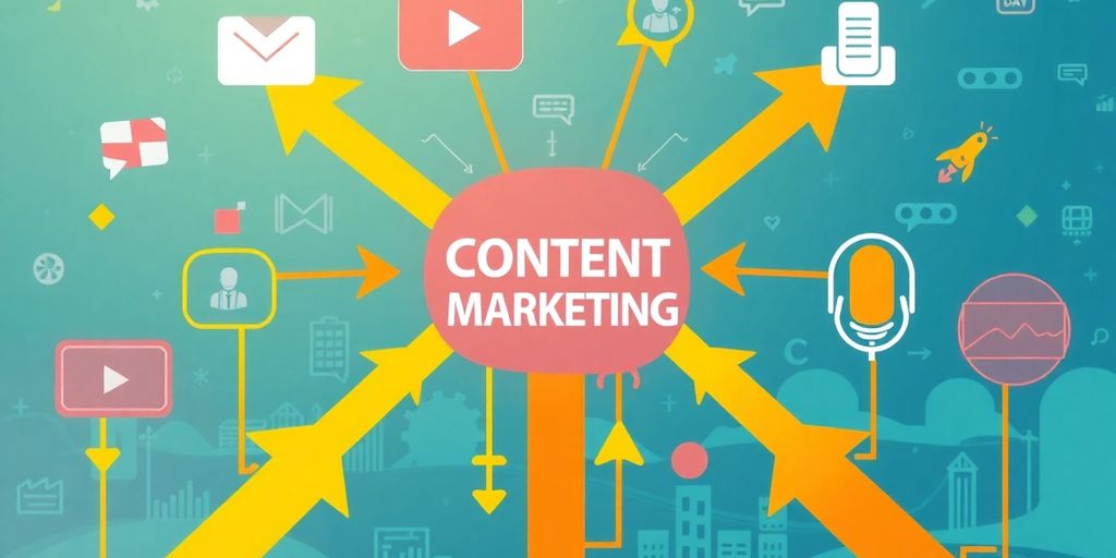 Vielfältige Content-Formate in digitaler Landschaft.