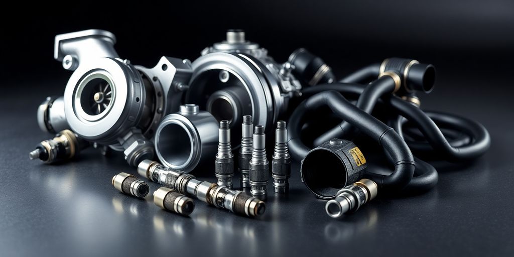 New shiny Mini Cooper engine parts.