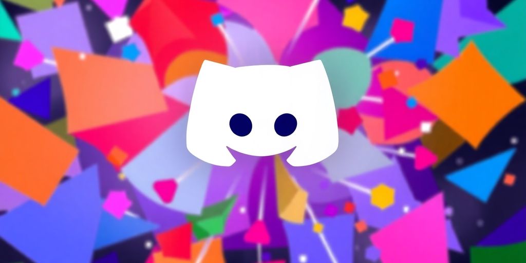 Discord logo with vibrant community icons.