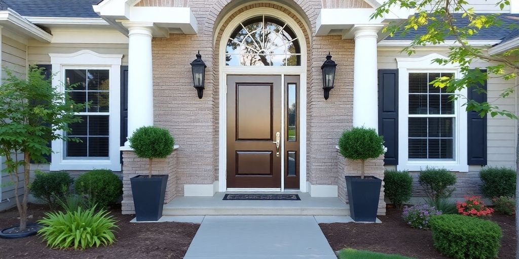Home exterior with new custom doors installed.