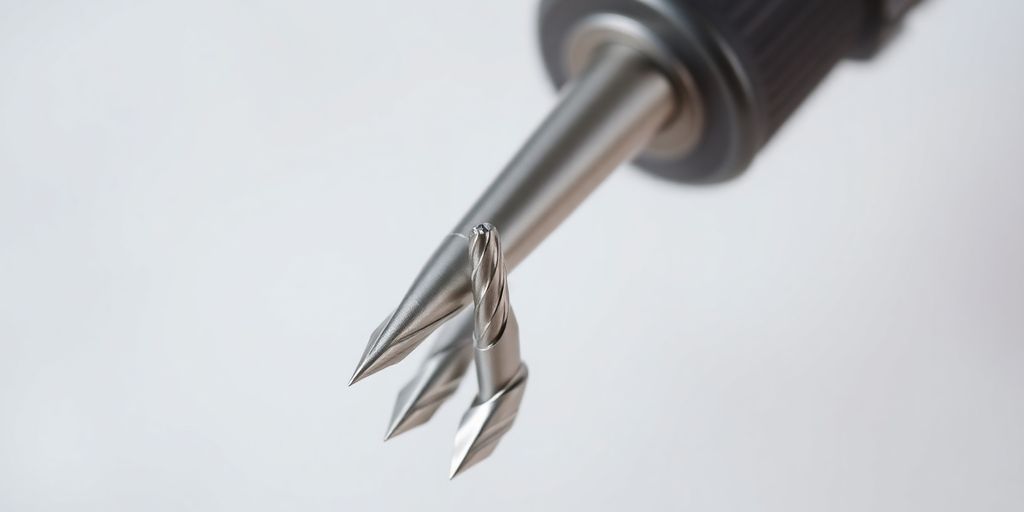 Close-up of nail drill bits on a blurred background.
