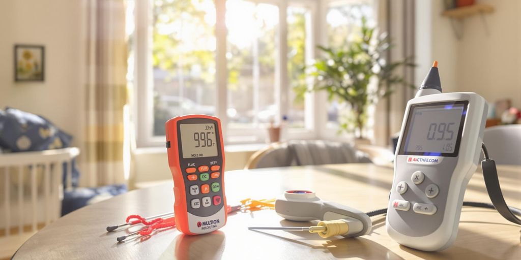 Mold inspection tools in a bright, clean home interior.