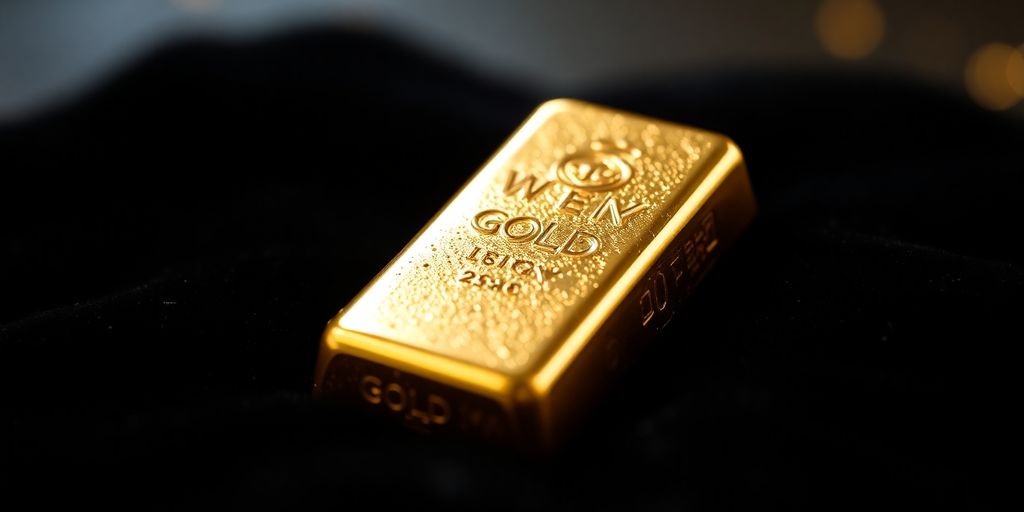 Lingot d'or sur un fond sombre et élégant.