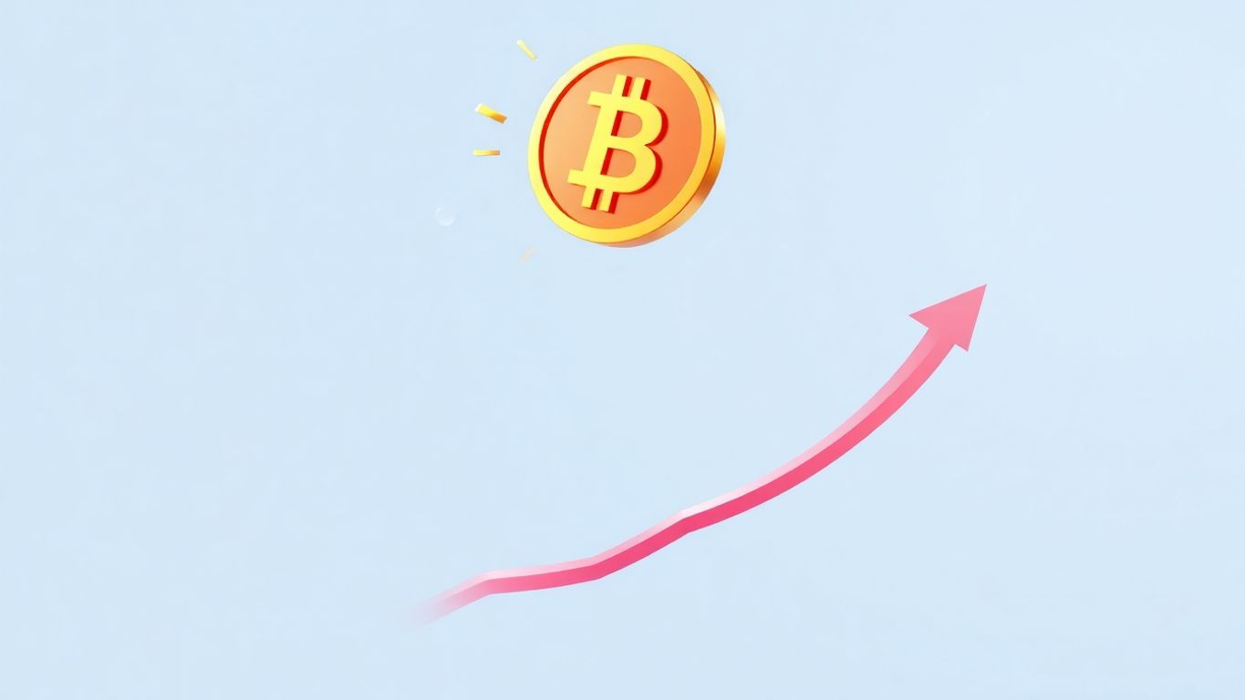 3D illustration of a cryptocurrency coin soaring upwards.