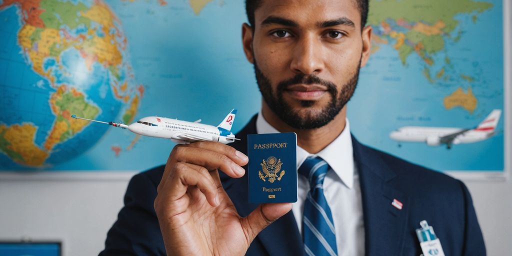 Healthcare professional holding syringe with travel items