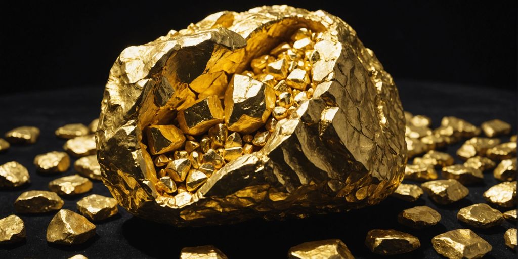 Large gold nugget with smaller pieces