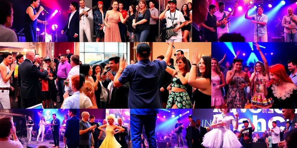 Vibrant entertainers performing at an event in Birmingham.