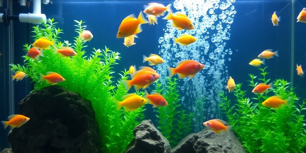 色彩斑斓的鱼在维护良好的家庭水族箱中。