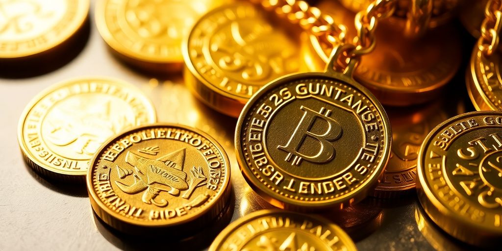 Pièces d'or et bijoux brillants.