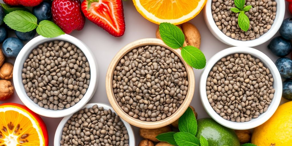 Chia seeds with fruits and nuts