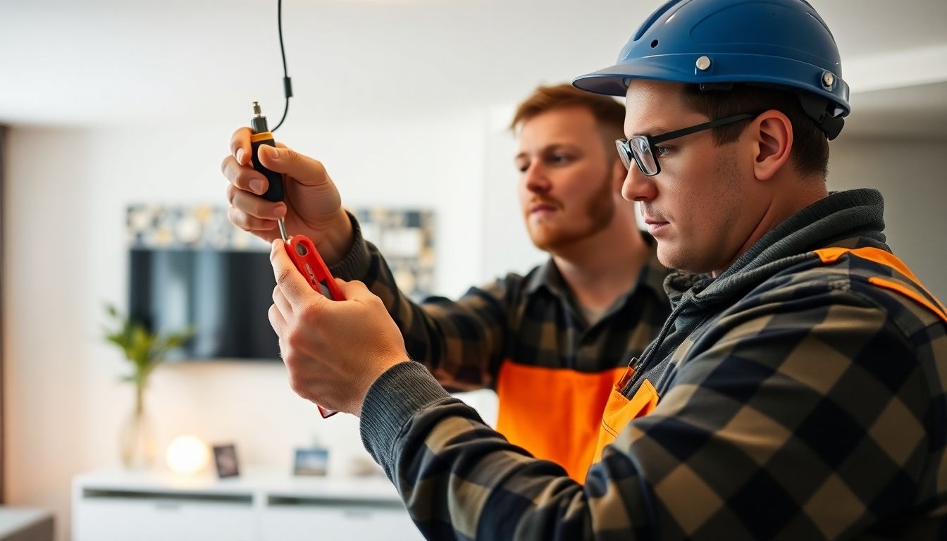 Electrician at work in a London apartment.