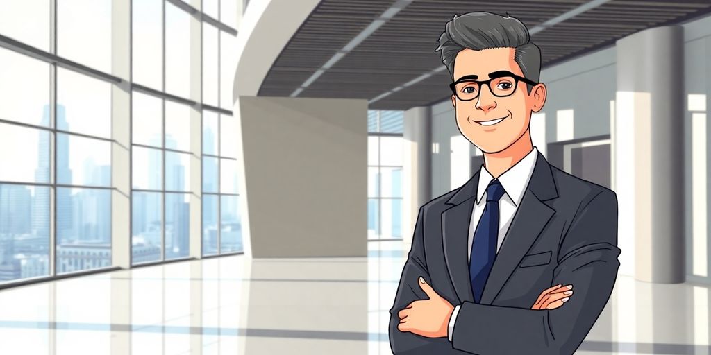 Office property manager in a modern office building.
