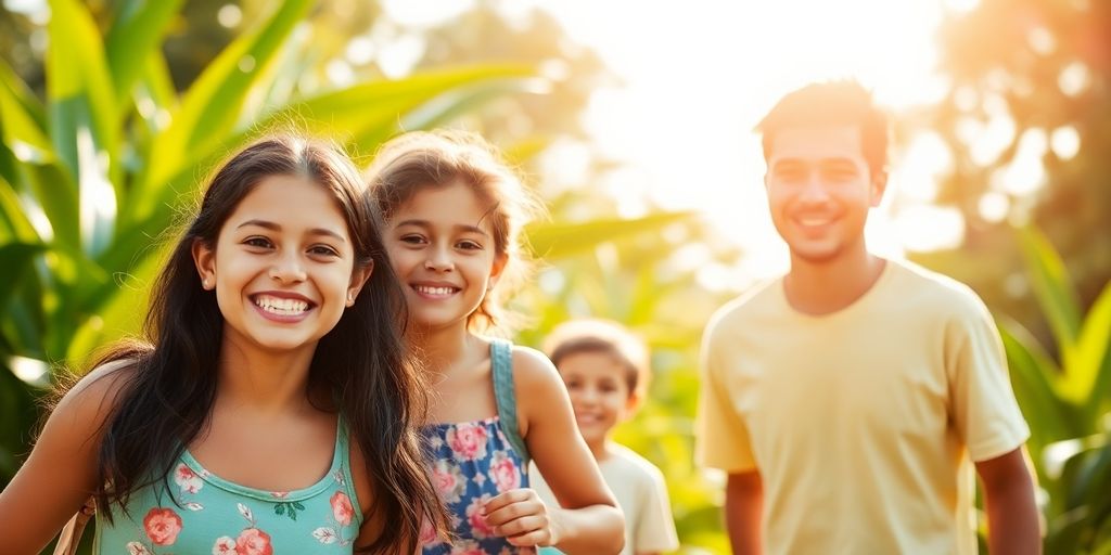 Hapvida Manaus: Descubra Os Benefícios do Plano de Saúde na Região 2 Família se divertindo ao ar livre em Manaus.