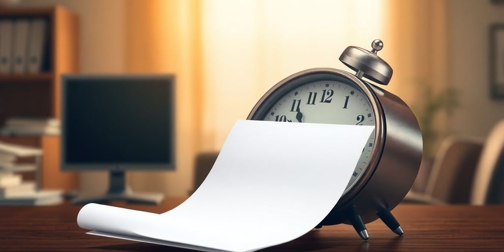 Clock with resume paper.