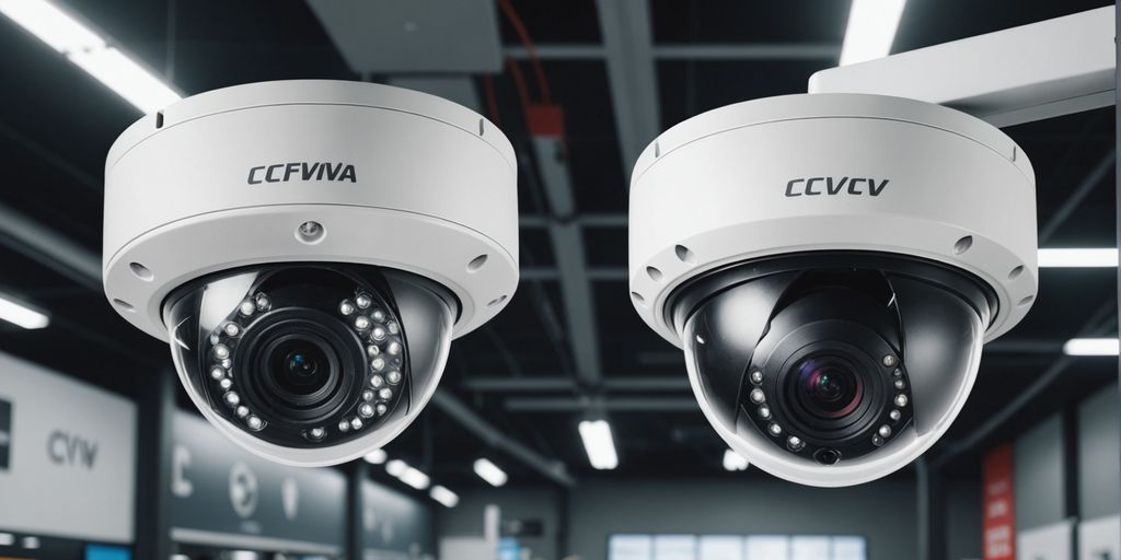 Analogue and IP CCTV cameras side by side.