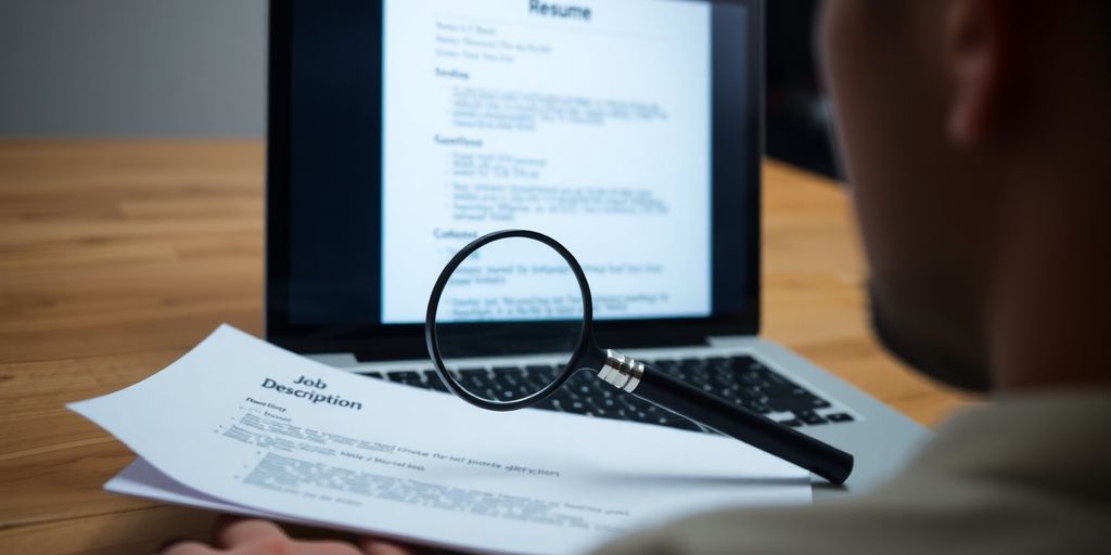 Laptop, magnifying glass, human face side-by-side