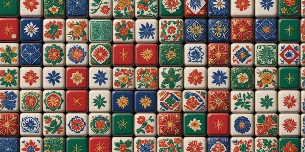Colorful Mahjong tiles from different cultures