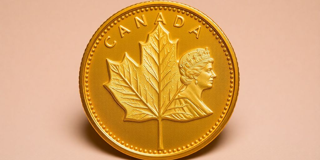 Pièce en or Maple Leaf canadienne sur fond neutre.