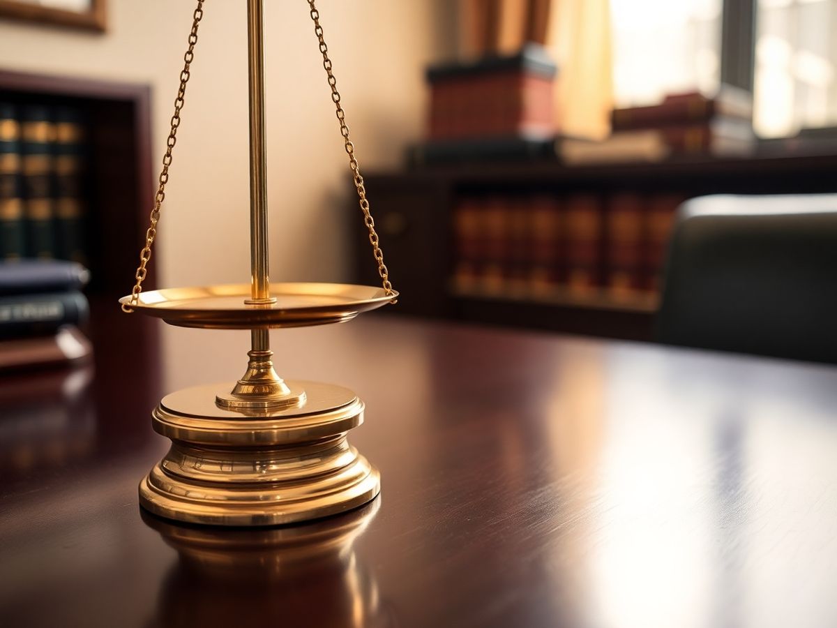 Balanță pe un birou de avocat