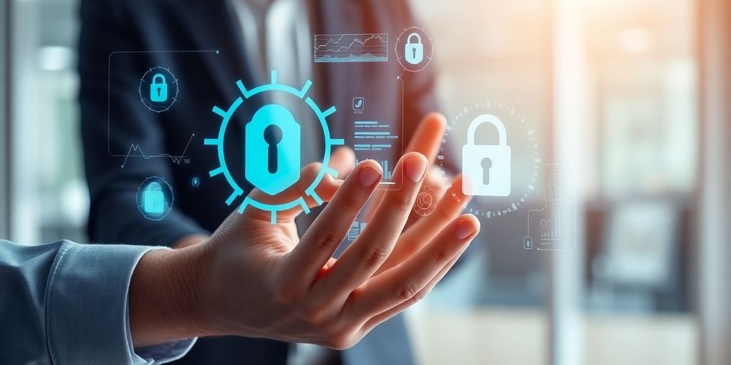 AI assisting finance, secure digital transactions.