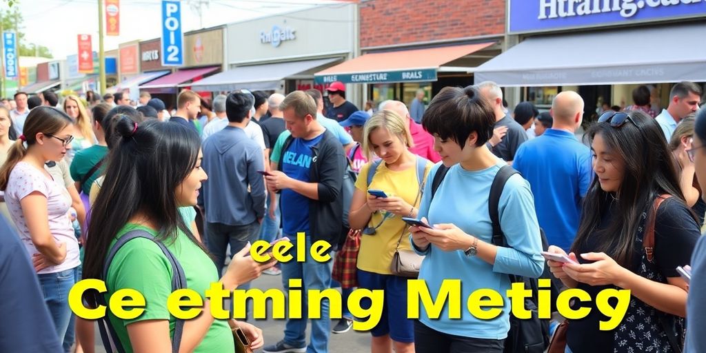 People interacting in a lively local community setting.