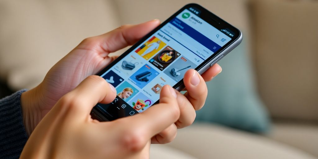 Pessoa comprando online com aplicativo da Amazon