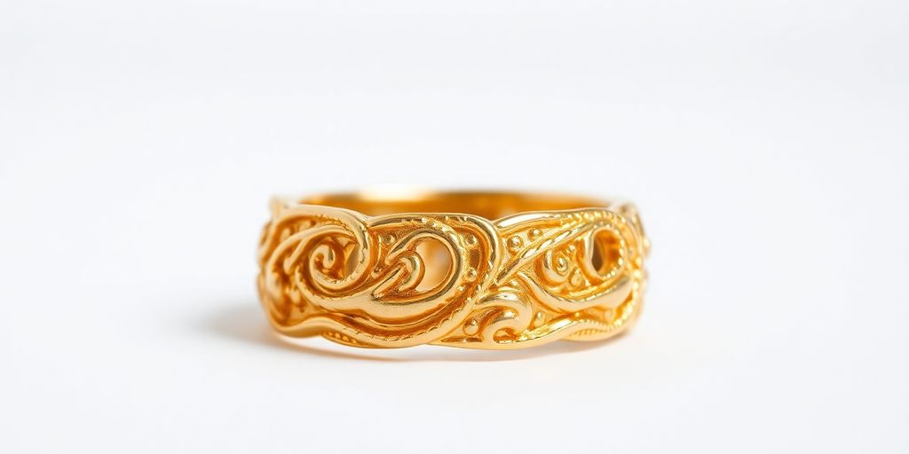 Bague Louis d'or dorée sur fond neutre.
