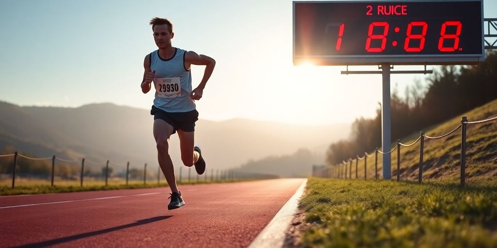 Runner in motion aiming for a sub 1:30 marathon.