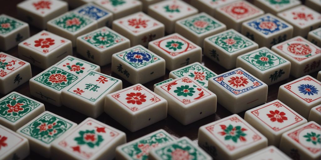 A collection of unique Mahjong tiles with intricate designs and vibrant colors, highlighting their rarity and beauty.
