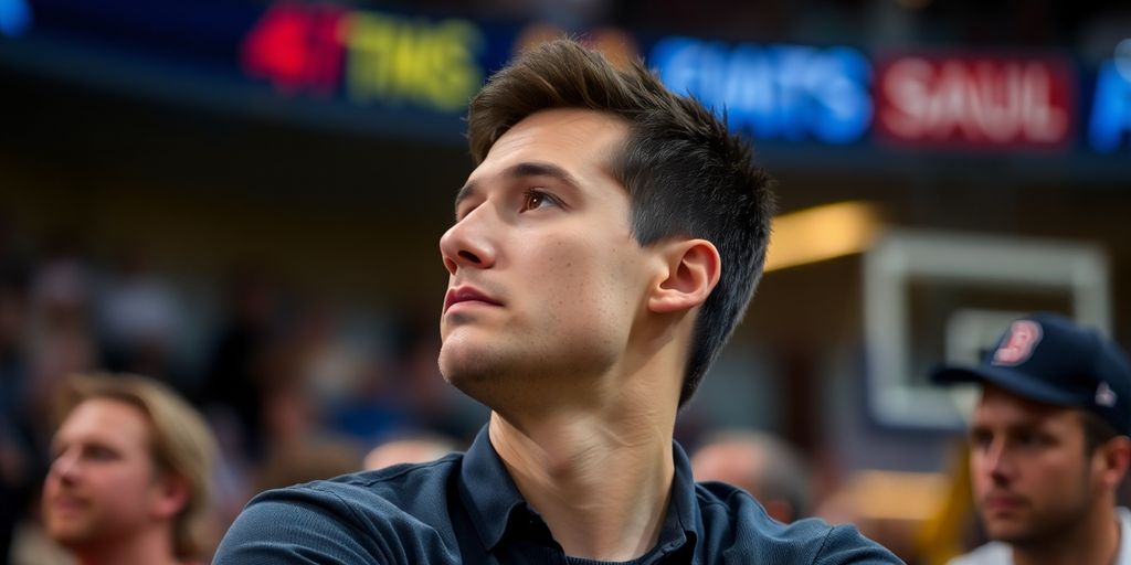 A person calmly observing a sports match.