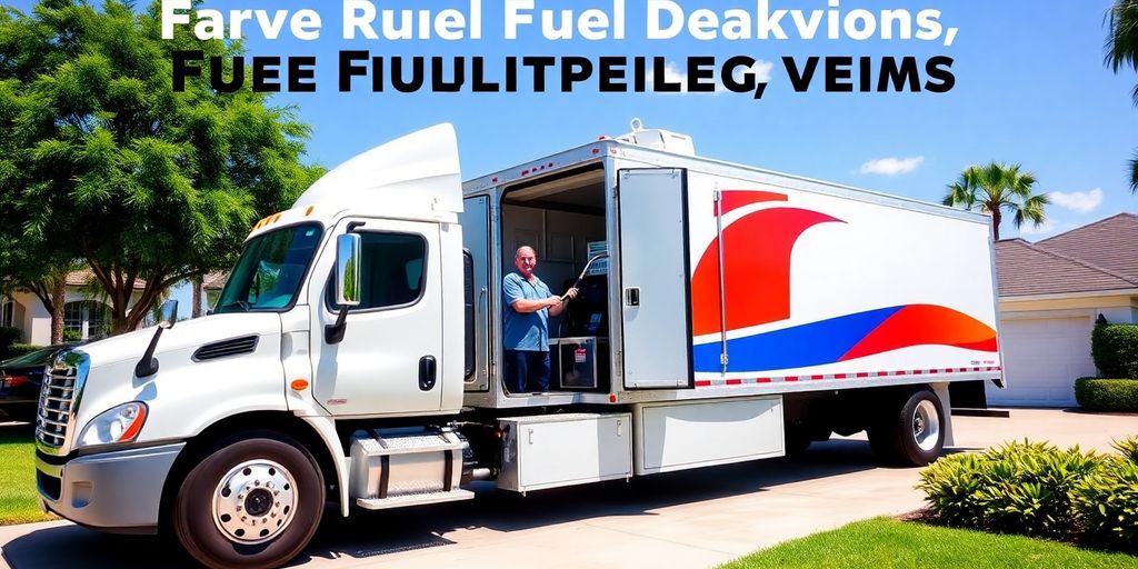 Fuel delivery truck servicing a home in Jacksonville.