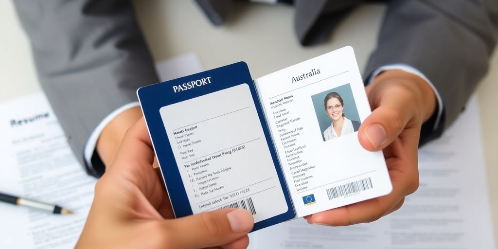 Passeport australien sur un CV.