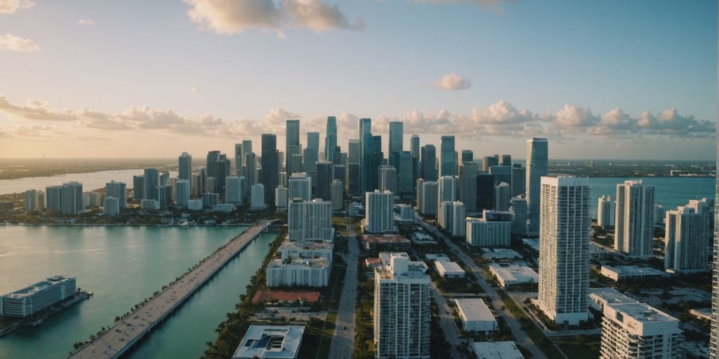 Miami skyline with key investment areas marked